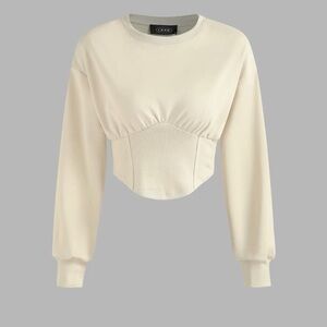 Cider Cream Long Sleeve Crop Top